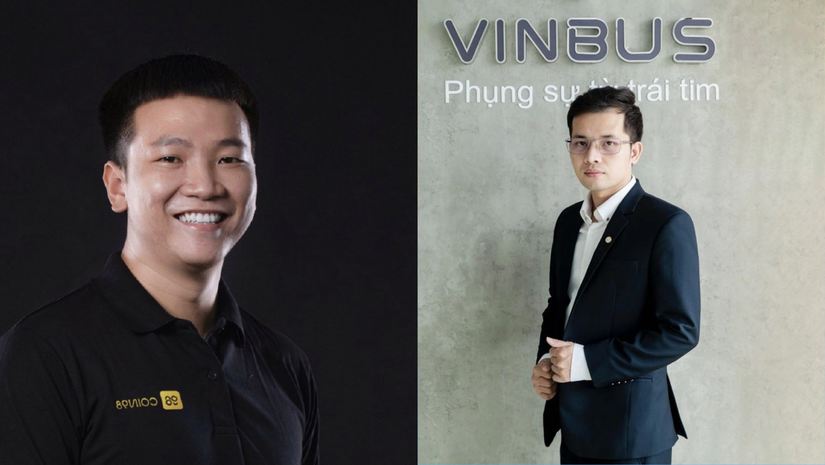 CEO Coin98 Finance Nguyễn Thế Vinh v&agrave; VinBus Nguyễn Văn Thanh.