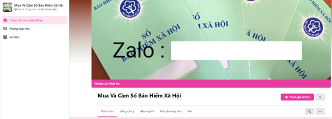 Hội, nh&oacute;m thu mua sổ bảo hiểm x&atilde; hội tr&aacute;i ph&eacute;p tr&ecirc;n Facebook.