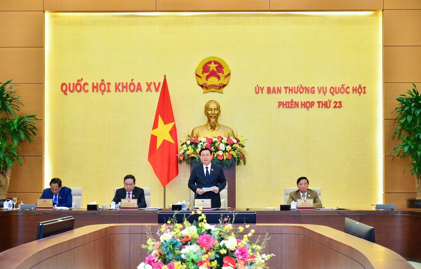 Chủ tịch Quốc hội Vương Đ&igrave;nh Huệ ph&aacute;t biểu khai mạc phi&ecirc;n họp. Ảnh: Quochoi