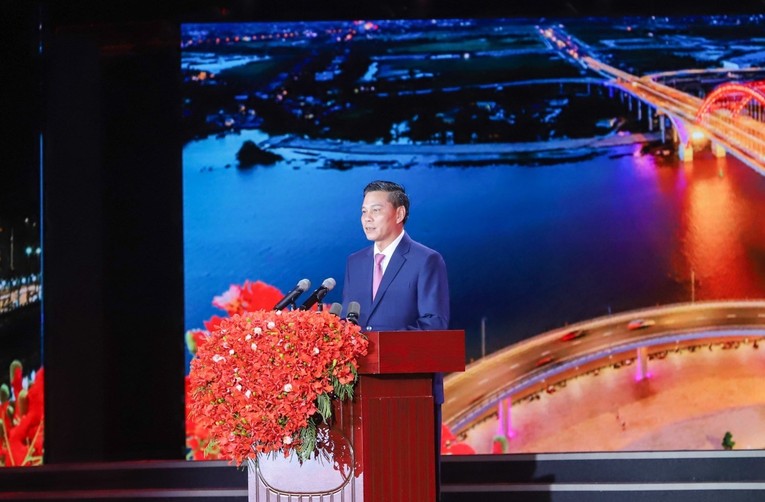 Chủ tịch UBND th&agrave;nh phố Hải Ph&ograve;ng Nguyễn Văn T&ugrave;ng ph&aacute;t biểu tại buổi lễ. Ảnh: Haiphong.gov