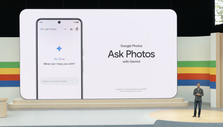 CEO Google Sundar Pichai thử t&iacute;nh năng Ask Photo. Ảnh: Theo TechCrunch.
