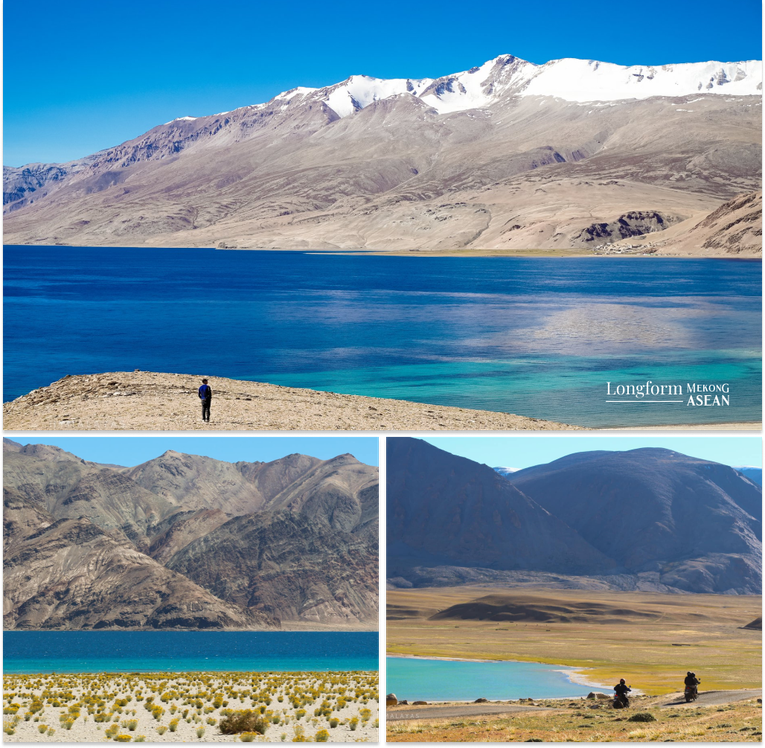 Hồ Pangong như một bức tranh giữa đời thực. Ảnh: Max Vu
