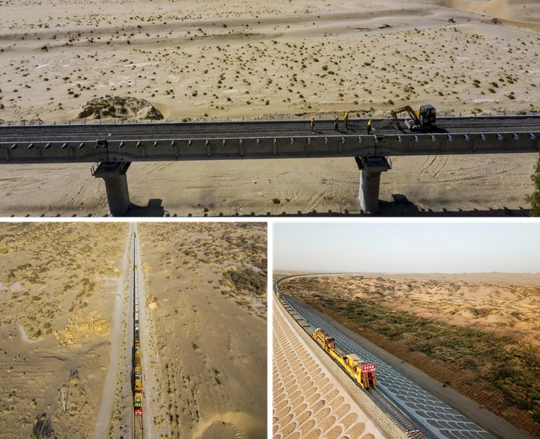 C&aacute;c tấm chắn gi&oacute; bao gồm lưới cỏ, c&acirc;y bụi v&agrave; c&aacute;c loại c&acirc;y trồng dọc theo Đường sắt H&ograve;a Điền - Nhược Khương.