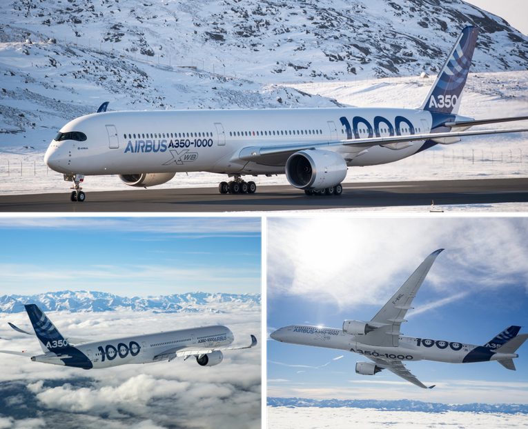 Airbus A350-XWB-1000: D&ograve;ng m&aacute;y bay th&acirc;n rộng 2 lối đi v&agrave; c&oacute; sức chứa 410 chỗ với thiết kế ti&ecirc;u chuẩn 3 hạng ghế. Được trang bị động cơ Rolls-Royce Trent XWB lớn nhất v&agrave; hiệu quả nhất thế giới c&ugrave;ng khả năng bay với tốc độ 1.099 km/giờ. Phạm vi di chuyển của A350-1000 khoảng 15.600 km v&agrave; c&oacute; gi&aacute; trung b&igrave;nh 352 triệu USD.