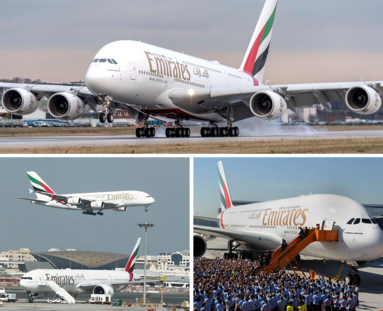 Airbus A380: Với sức chứa l&ecirc;n tới hơn 800 người đ&acirc;y l&agrave; một trong những m&aacute;y bay thương mại lớn nhất v&agrave; nhanh nhất hiện nay. Chiếc m&aacute;y bay được trang bị bốn động cơ lực đẩy 31.751 kg v&agrave; c&oacute; khả năng bay với tốc độ 1.099 km/giờ. A380 c&oacute; thể di chuyển tới 15.000 km đầy tải trong một chuyến bay v&agrave; c&oacute; gi&aacute; khoảng 375 triệu USD.