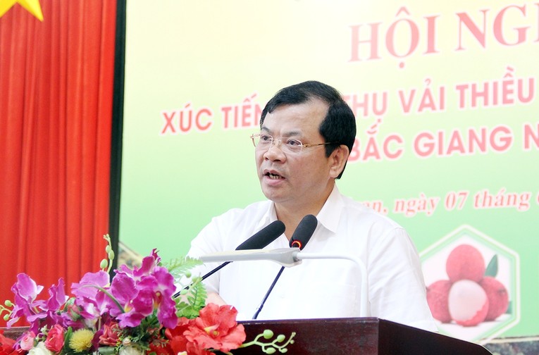 Ph&oacute; Chủ tịch UBND tỉnh Bắc Giang Phan Thế Tuấn ph&aacute;t biểu tại hội nghị.