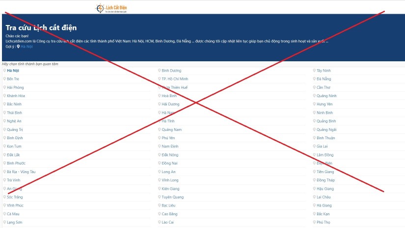 Cảnh b&aacute;o nhiều website cung cấp lịch c&uacute;p điện giả mạo