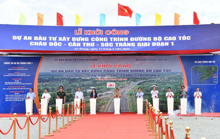 An Giang khởi c&ocirc;ng dự &aacute;n cao tốc Ch&acirc;u Đốc - Cần Thơ - S&oacute;c Trăng giai đoạn 1 v&agrave;o s&aacute;ng 17/6. Ảnh: CTTĐT An Giang