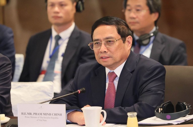 Thủ tướng Phạm Minh Ch&iacute;nh ph&aacute;t biểu tại sự kiện. Ảnh:TTXVN