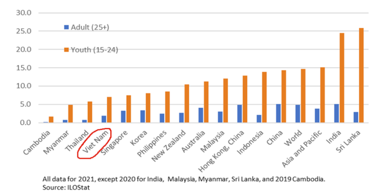 Tỷ lệ lao động được trang bị kỹ năng số của Việt Nam c&ograve;n thấp. Nguồn: ILO.