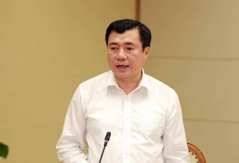 Thứ trưởng Bộ C&ocirc;ng Thương Nguyễn Sinh Nhật T&acirc;n b&aacute;o c&aacute;o tại cuộc họp. Nguồn: VGP.