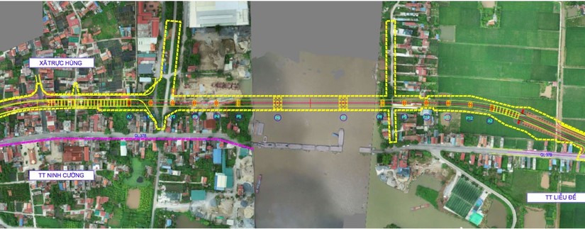 Vị tr&iacute; x&acirc;y dựng cầu Ninh Cường vượt s&ocirc;ng Ninh Cơ, tỉnh Nam Định. Ảnh: VGP.