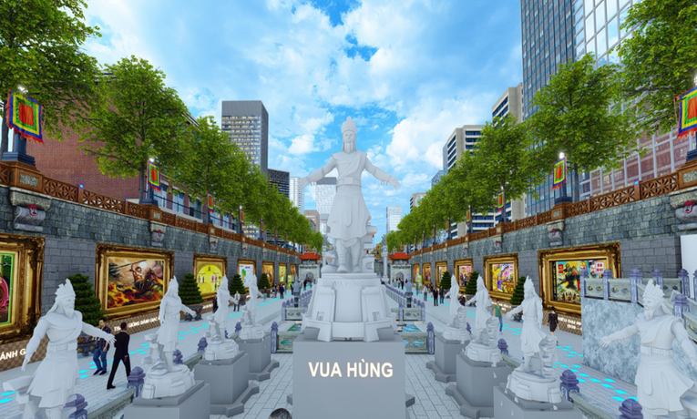 Phối cảnh 3D của thời H&ugrave;ng Vương tại C&ocirc;ng vi&ecirc;n lịch sử - văn h&oacute;a - t&acirc;m linh T&ocirc; Lịch. Nguồn: JVE Group.