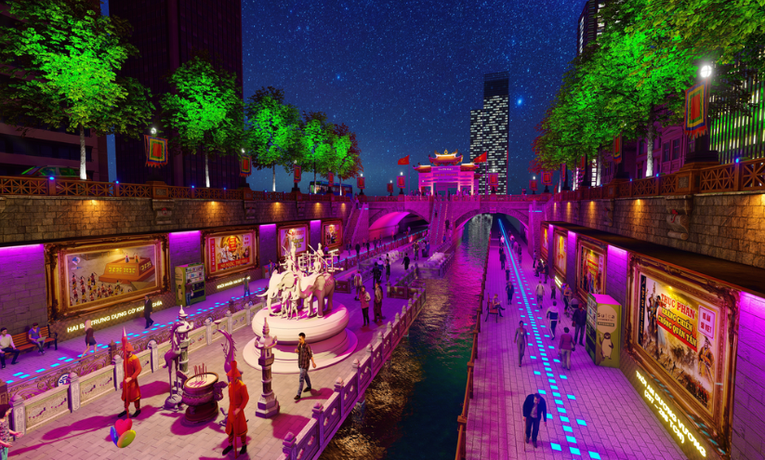 Phối cảnh 3D của thời Hai B&agrave; Trưng (Trưng Nữ Vương) tại c&ocirc;ng vi&ecirc;n. Nguồn: JVE Group.