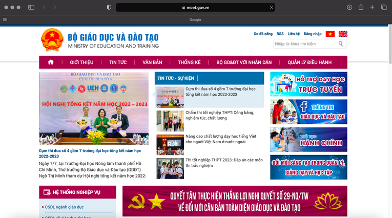 Website ch&iacute;nh thức của Bộ Gi&aacute;o dục v&agrave; Đ&agrave;o tạo.