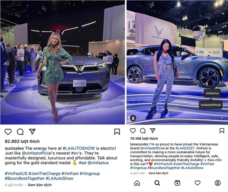 Hai ng&ocirc;i sao người Mỹ ấn tượng với thiết kế của chiếc VinFast VF e36 (t&ecirc;n gọi cũ của VF 9).
