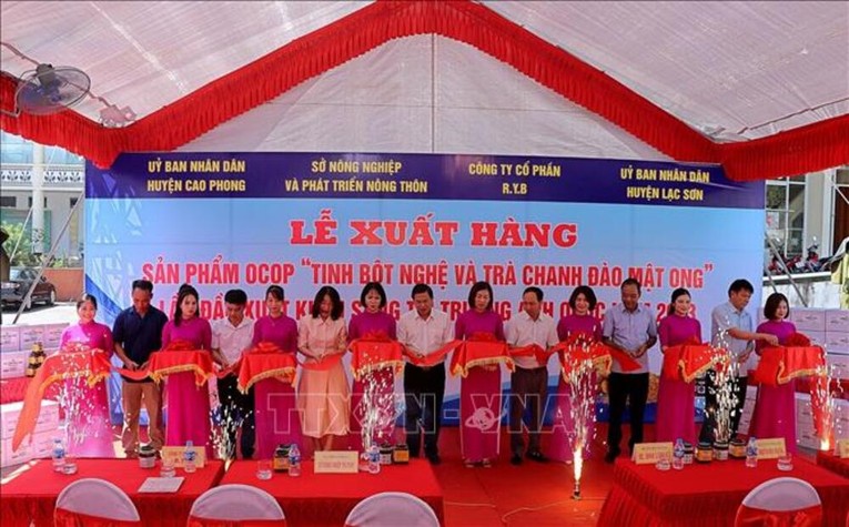 Cắt băng tại buổi Lễ xuất h&agrave;ng. Ảnh: TTXVN