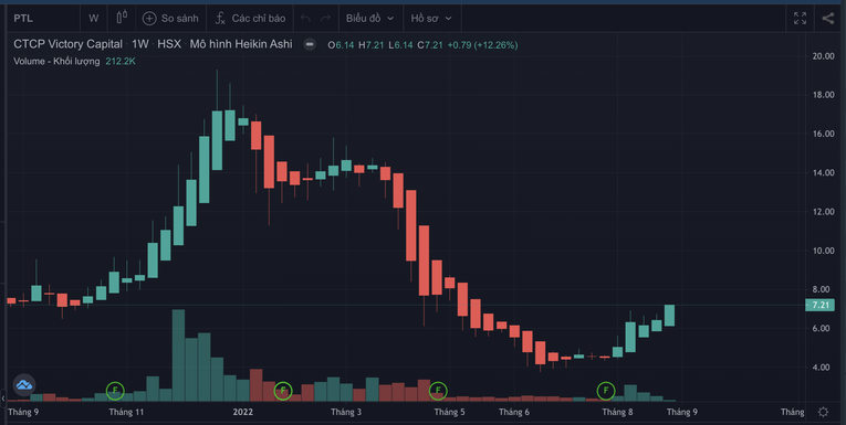 Diễn biến cổ phiếu PTL thời gian qua.