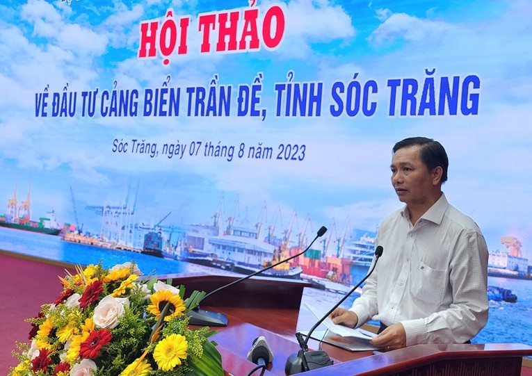 &Ocirc;ng Trần Văn L&acirc;u, Chủ tịch UBND tỉnh S&oacute;c Trăng ph&aacute;t biểu tại hội thảo. Nguồn: Kinh tế Đ&ocirc; thị.