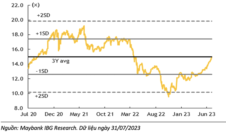 P/E của VN-Index.