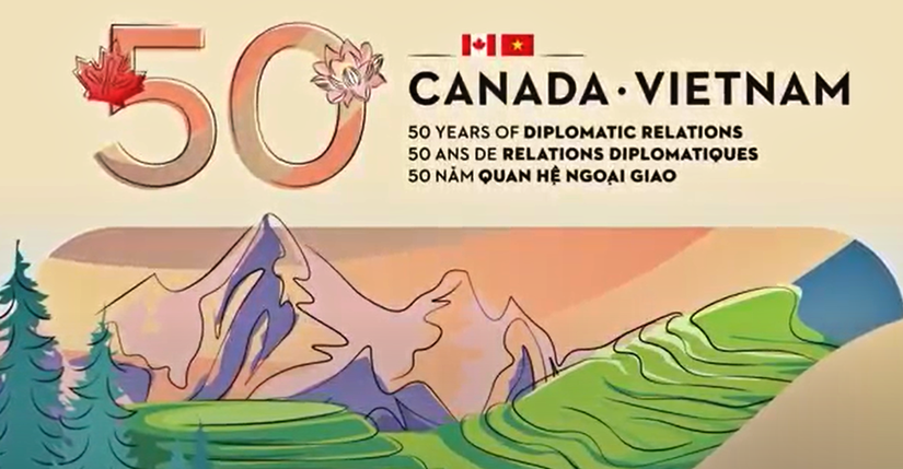 Ảnh nền video kỷ niệm 50 năm quan hệ ngoại giao Canada - Việt Nam.