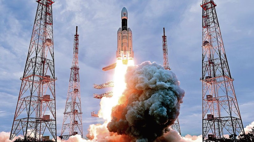 Sứ mệnh Chandrayaan-3 được ph&oacute;ng từ Trạm Kh&ocirc;ng gian Satish Dhawan ở bang Andhra Pradesh, Ấn Độ ng&agrave;y 14/7. Ảnh: ISRO