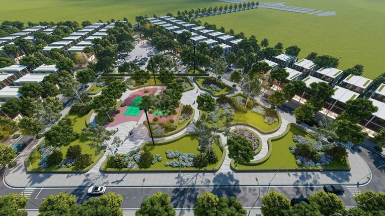 Phối cảnh Dự &aacute;n x&acirc;y dựng hạ tầng khu t&aacute;i định cư tại x&atilde; Văn Kh&ecirc; (M&ecirc; Linh). Nguồn: UBND huyện M&ecirc; Linh.