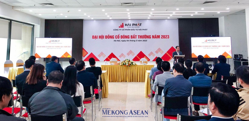 Đại hội đồng cổ đ&ocirc;ng bất thường lần 1 năm 2023 của Hải Ph&aacute;t. Ảnh: Kiều Chinh