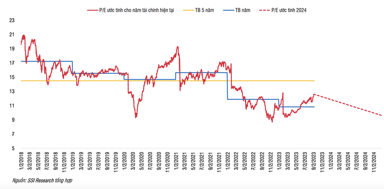 P/E của VN-Index.