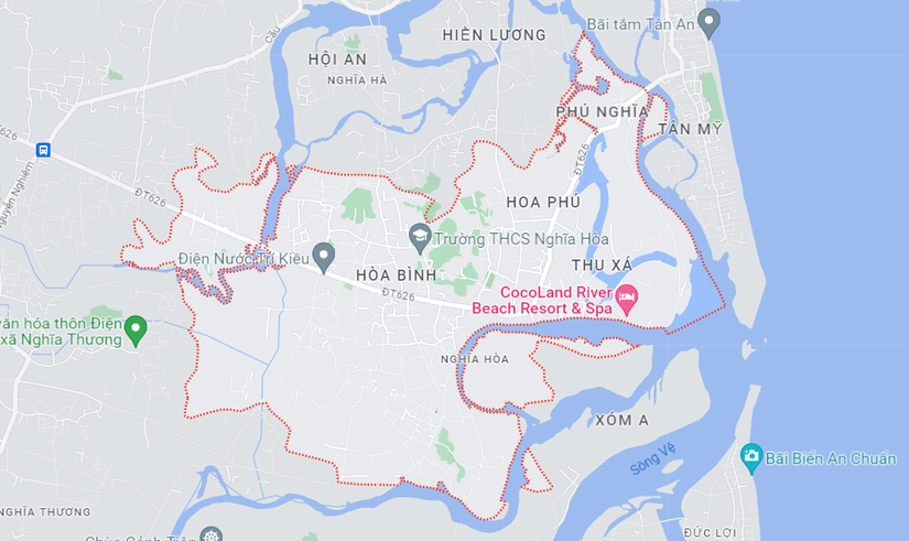 Vị tr&iacute; x&atilde; Nghĩa H&ograve;a - nơi thực hiện dự &aacute;n. Ảnh: Google Map