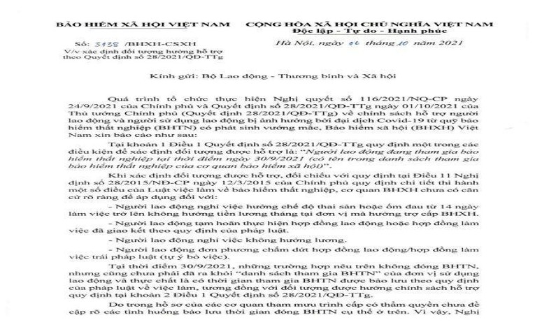 C&ocirc;ng văn số 3138/BHXH-CSXH