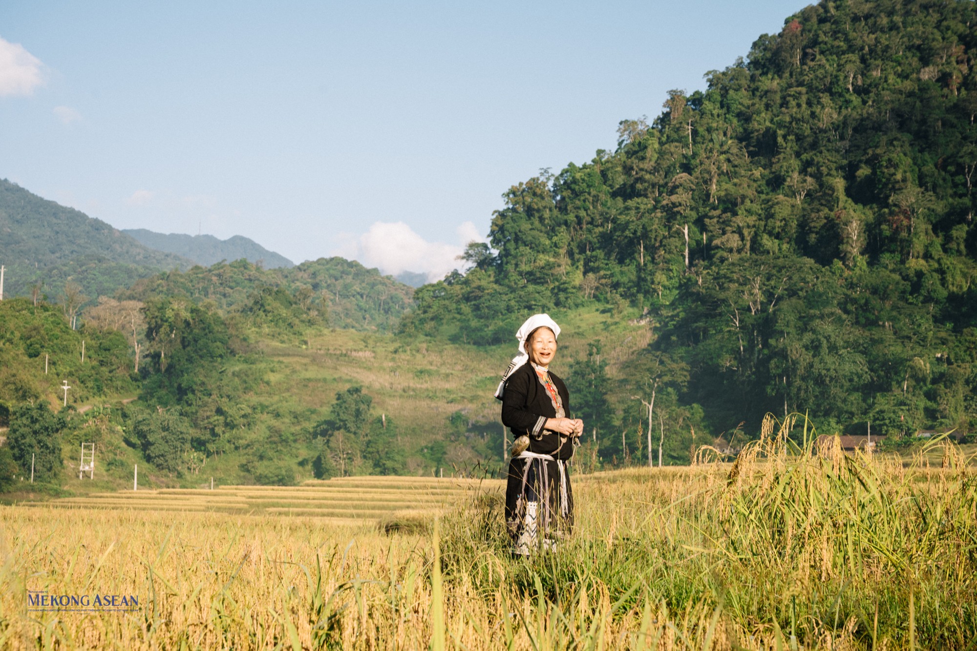 Trang phục truyền thống của người Dao Tiền chủ yếu được l&agrave;m bằng vải ch&agrave;m, sử dụng s&aacute;p ong tạo n&ecirc;n những hoa văn ri&ecirc;ng, gồm c&oacute; 6 bộ phận ch&iacute;nh l&agrave; &aacute;o trong, &aacute;o kho&aacute;c ngo&agrave;i, ch&acirc;n v&aacute;y, đai lưng, vải b&oacute; ch&acirc;n v&agrave; khăn quấn đầu. Khăn quấn đầu n&agrave;y l&agrave; mảnh vải trắng, trước khi đem nhuộm ch&agrave;m d&agrave;i khoảng 1,5 - 2m, rộng khoảng 30 cm, vắt ch&eacute;o hai đầu khăn trước tr&aacute;n tạo n&ecirc;n h&igrave;nh sừng khi đội tr&ecirc;n đầu.
