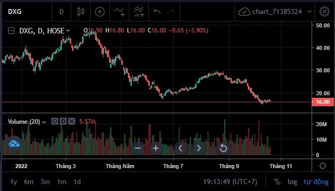 Diễn biến giao dịch của cổ phiếu DXG. Nguồn SSI