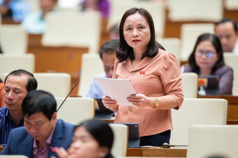 Đại biểu Cầm Thị Mẫn - Đo&agrave;n ĐBQH tỉnh Thanh H&oacute;a nhấn mạnh Ch&iacute;nh s&aacute;ch ưu đ&atilde;i l&agrave; bước tiến mới trong qu&aacute; tr&igrave;nh x&acirc;y dựng dự thảo luật.