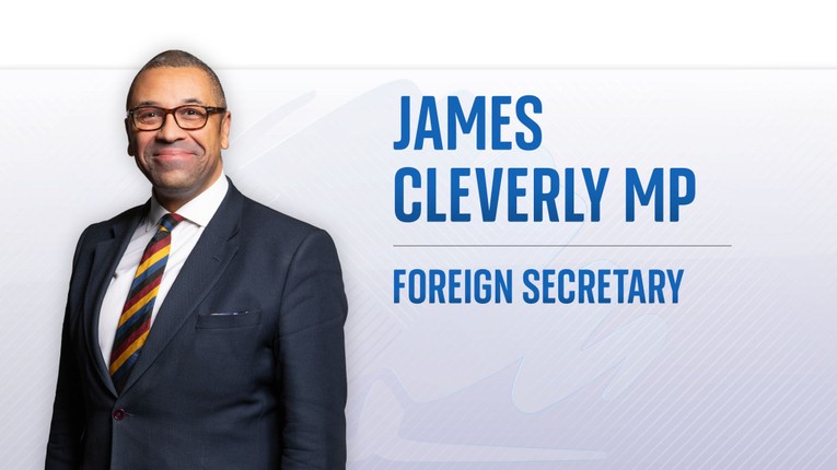 Ngoại trưởng Anh James Cleverly. Ảnh: Sky News