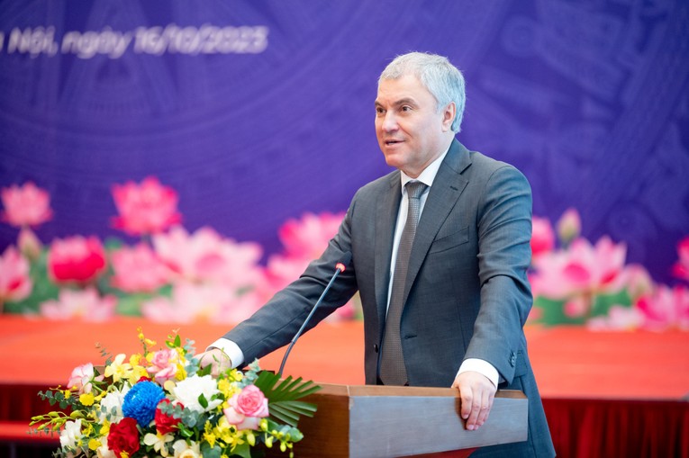 Chủ tịch Duma Quốc gia Quốc hội Li&ecirc;n bang Nga Vyacheslav Viktorovich Volodin khẳng định ph&iacute;a Nga quan t&acirc;m đến kết quả thiết thực trong đối thoại li&ecirc;n nghị viện nhằm khai th&aacute;c hết c&aacute;c tiềm năng, mở ra những cơ hội hợp t&aacute;c mới giữa hai b&ecirc;n. Ảnh: quochoi.vn