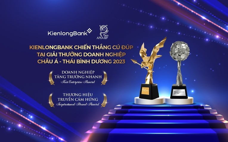 KienlongBank được vinh danh tại hai hạng mục giải thưởng &ldquo;Doanh nghiệp tăng trưởng nhanh&rdquo; v&agrave; &ldquo;Thương hiệu truyền cảm hứng&rdquo; ch&acirc;u &Aacute; - Th&aacute;i B&igrave;nh Dương