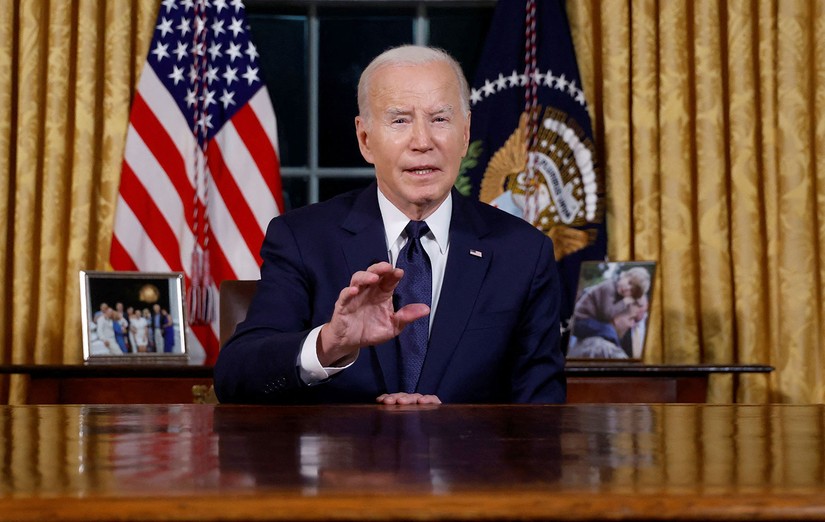 Tổng thống Mỹ Joe Biden ph&aacute;t biểu từ Ph&ograve;ng Bầu dục, Nh&agrave; Trắng, ng&agrave;y 19/10. Ảnh: Reuters