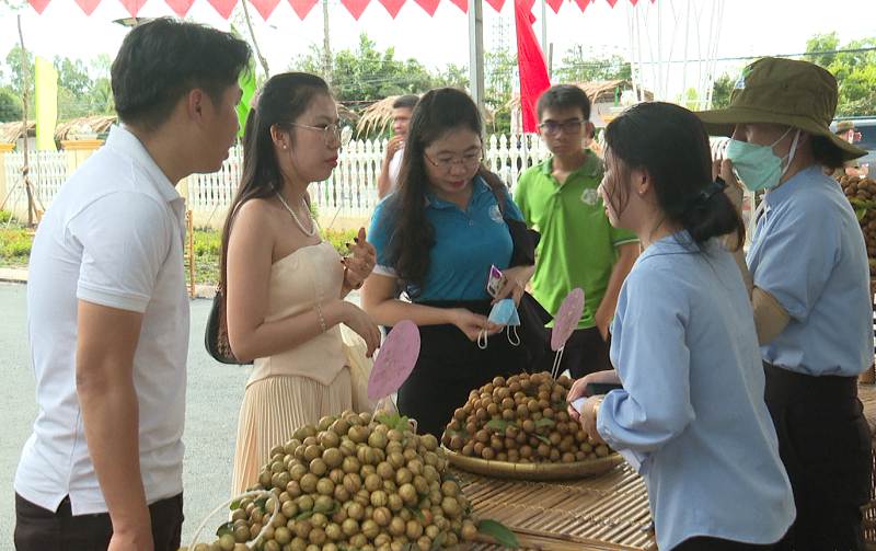 Người d&acirc;n tham quan, mua nh&atilde;n trong ng&agrave;y hội tại huyện Ch&acirc;u Th&agrave;nh. (Ảnh: Truyền h&igrave;nh Đồng Th&aacute;p)