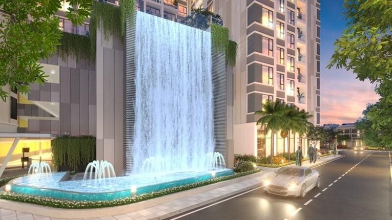 Phối cảnh th&aacute;c nước tại dự &aacute;n Precia Quận 2.