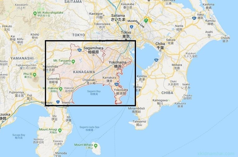 Vị tr&iacute; địa l&yacute; của tỉnh Kanagawa.