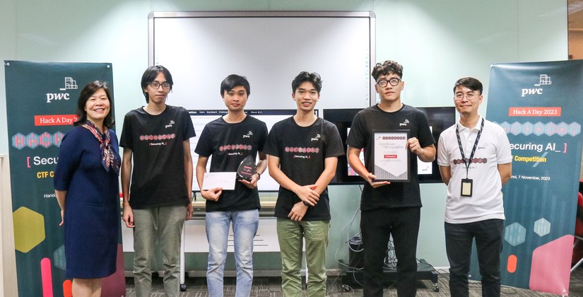 Đội thi KMA.lastdance đến từ Học viện Kỹ thuật mật m&atilde; Việt Nam giải giải qu&aacute;n qu&acirc;n PwC Hack A Day 2023.