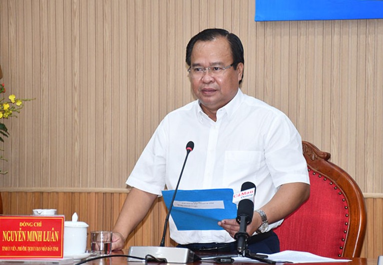 Ph&oacute; Chủ tịch UBND tỉnh Nguyễn Minh Lu&acirc;n ph&aacute;t biểu tại buổi họp b&aacute;o. Ảnh: CTTĐT tỉnh C&agrave; Mau