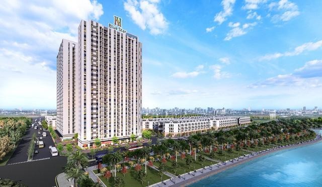 Hanhomes Blue Star nằm tr&ecirc;n khu đất c&oacute; tổng diện t&iacute;ch 8.221 m2, diện t&iacute;ch x&acirc;y dựng 3.192 m2, với mật độ x&acirc;y dựng 38,87%.