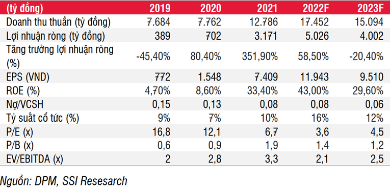 C&aacute;c chỉ số t&agrave;i ch&iacute;nh của Đạm Ph&uacute; Mỹ.