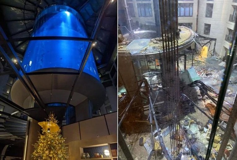 AquaDom l&agrave; thủy cung h&igrave;nh trụ lớn nhất thế giới với chiều cao 14m với 1.500 con c&aacute;. Ảnh: Twitter