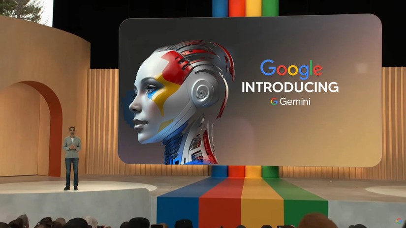 CEO Alphabet Sundar Pichai đề cập về chatbot Gemini tại sự kiện thường ni&ecirc;n Google I/O 2023.