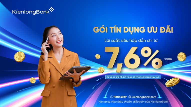 KienlongBank d&agrave;nh cho KHCN g&oacute;i l&atilde;i suất ưu đ&atilde;i chỉ từ 7,6%/năm đối với c&aacute;c khoản vay ngắn hạn.