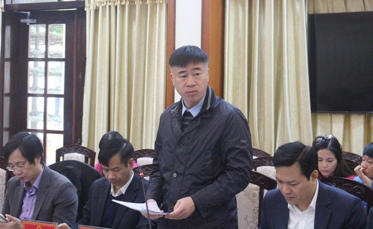 Gi&aacute;m đốc Sở Kế hoạch v&agrave; Đầu tư tỉnh Hải Dương L&ecirc; Hồng Di&ecirc;n ph&aacute;t biểu tham gia &yacute; kiến tại cuộc họp.